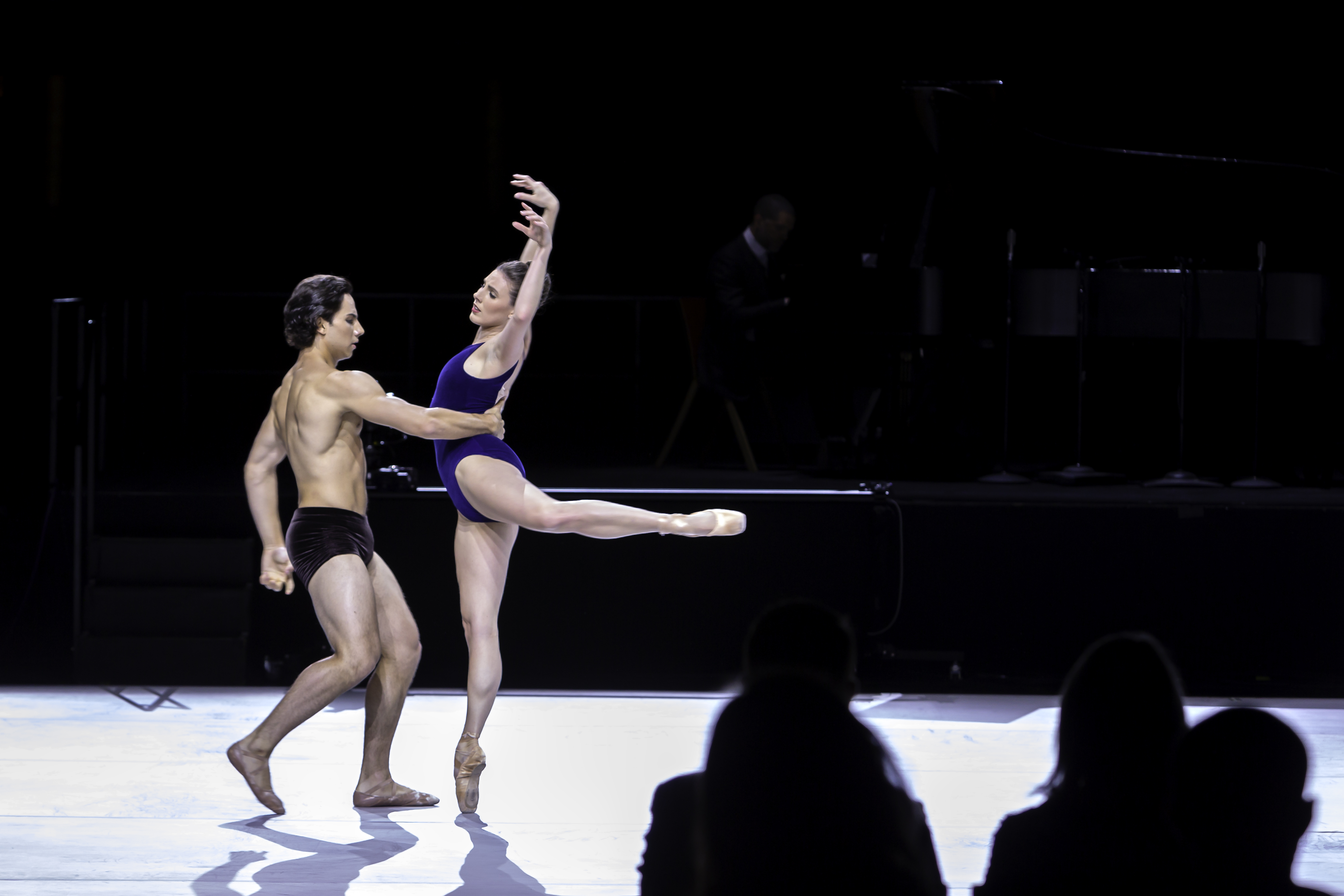 Roman Mejia and Tiler Peck performing Alonzo King's Swift Arrow on stage at the Opera House during "An Evening of Jazz and Dance" at The Kennedy Center.