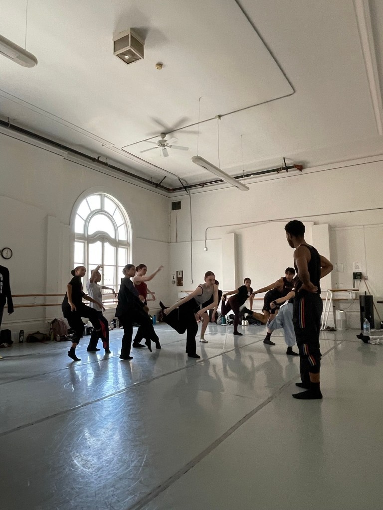 LINES Ballet company dancer Josh Francique working with Summer Program students in a studio at LINES Dance Center