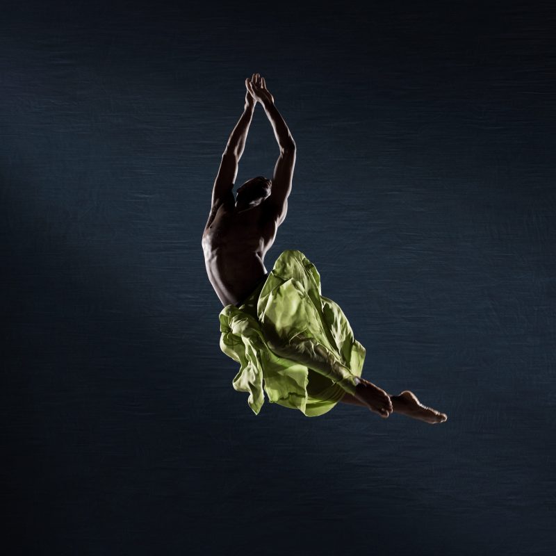 Former Alonzo King LINES Ballet company dancer Keelan Whitmore jumping