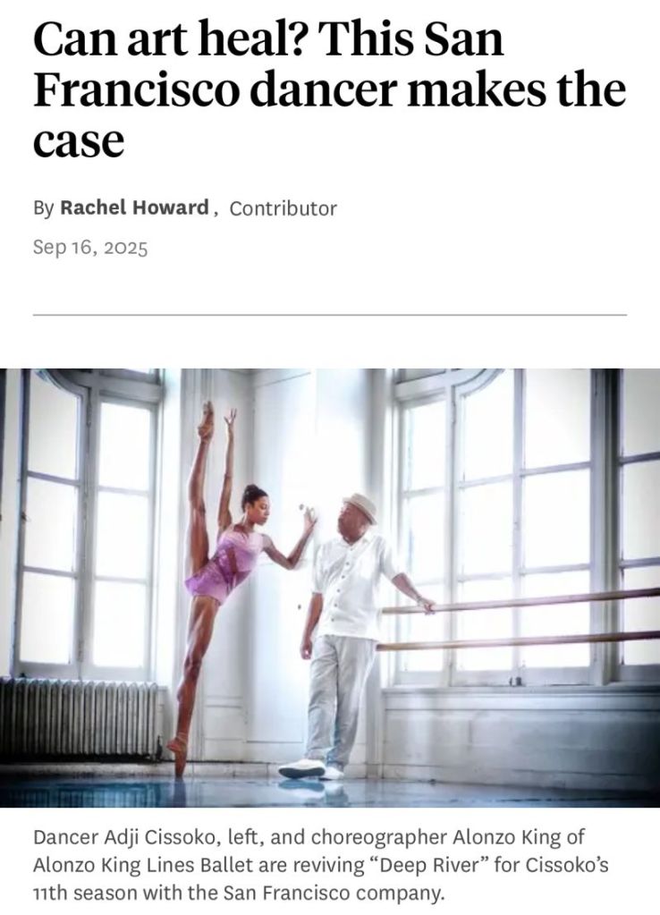Adji Cissoko and Alonzo King pose in the LINES Dance Studio for San Francisco Chronicle